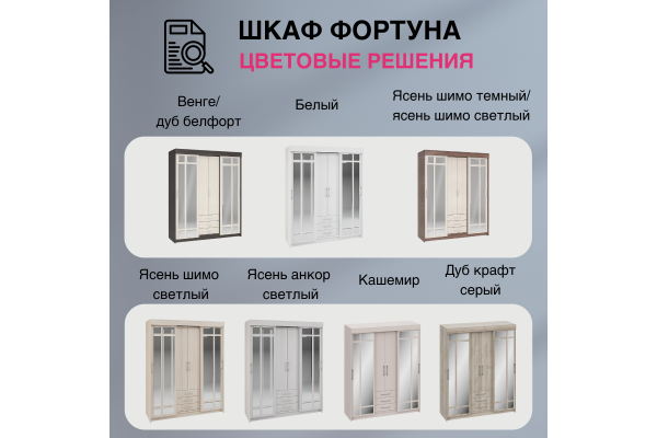 Шкаф-купе "Фортуна" 1,7 м (Улучшенная фурнитура)
